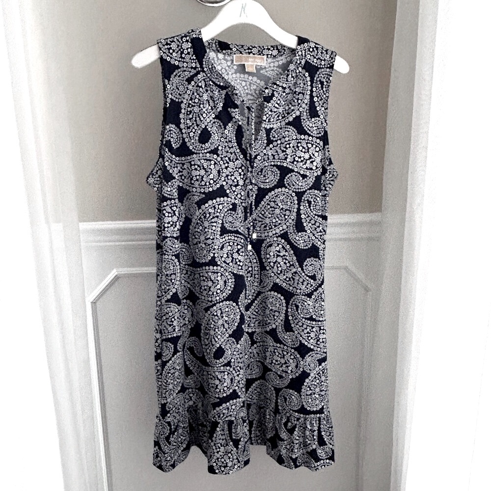 MICHAEL Michael Kors Navy and White Paisley Dress